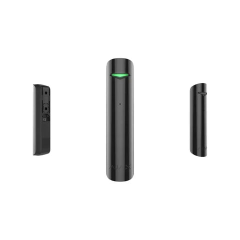 Ajax GlassProtect Jeweller black Miniature wireless detector with a microphone,