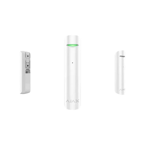 Ajax GlassProtect Jeweller white Miniature wireless detector with a microphone,