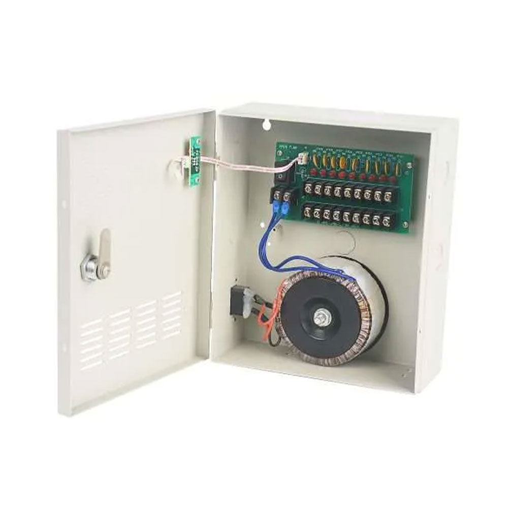24V AC, 9CH, 10AMP Power Box, PTC (Resetable) Fuse – 9 Channel Power Box with Resettable PTC Fuse for Security Systems