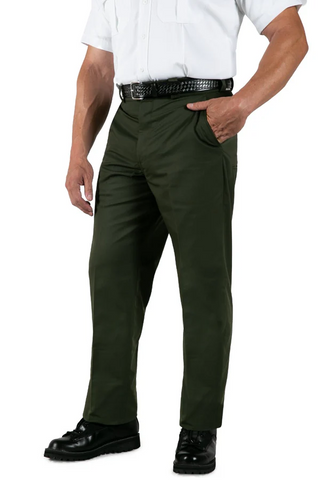 Person wearing green pants and a white shirt on a white background