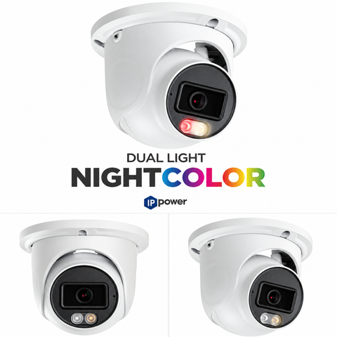 IP Power AI 4MP Dual-Light Turret Camera, 2.8mm Fixed Lens, NDAA IPT1171