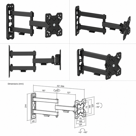 Full-motion TV Wall Mount for 13-32in Size MCE1005